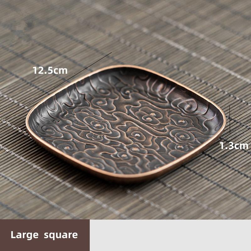 Retro Alloy Round Square Coaster Tea Set Accessories Lucky Cloud Pattern Cup Holder Insulation Pad Coffee Mat Desktop Decoration