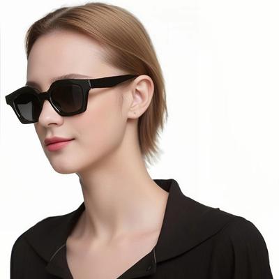 Czarne Okulary Trendy Geometryczne Oprawki Okulary z Ochroną UV Okulary Przeciwsłoneczne z Ochroną przed Słońcem Kobiety