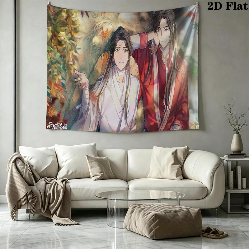 Xie Lian and Hua Cheng Wall Tapestry Aesthetic Wall Hanging Printed Fabric Blanket Decorative Tapestries for Bedroom Living Room Home Decor