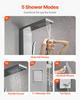 VEVOR Shower Panel Tower System with Rainfall Waterfall Shower Head, 53 in Brushed Stainless Steel Shower Column, 5-Function Faucet