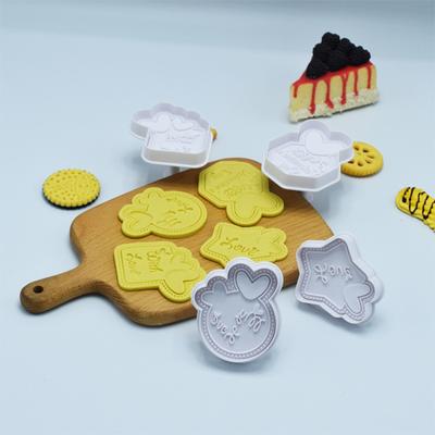 Set of 4 Moulds for Creative Valentine's Day Series Biscuit Mold Cake Decoration DIY Printing Molds Household Baking Gad