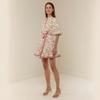 New floral print lace-up waist summer vacation style short-sleeved dress women