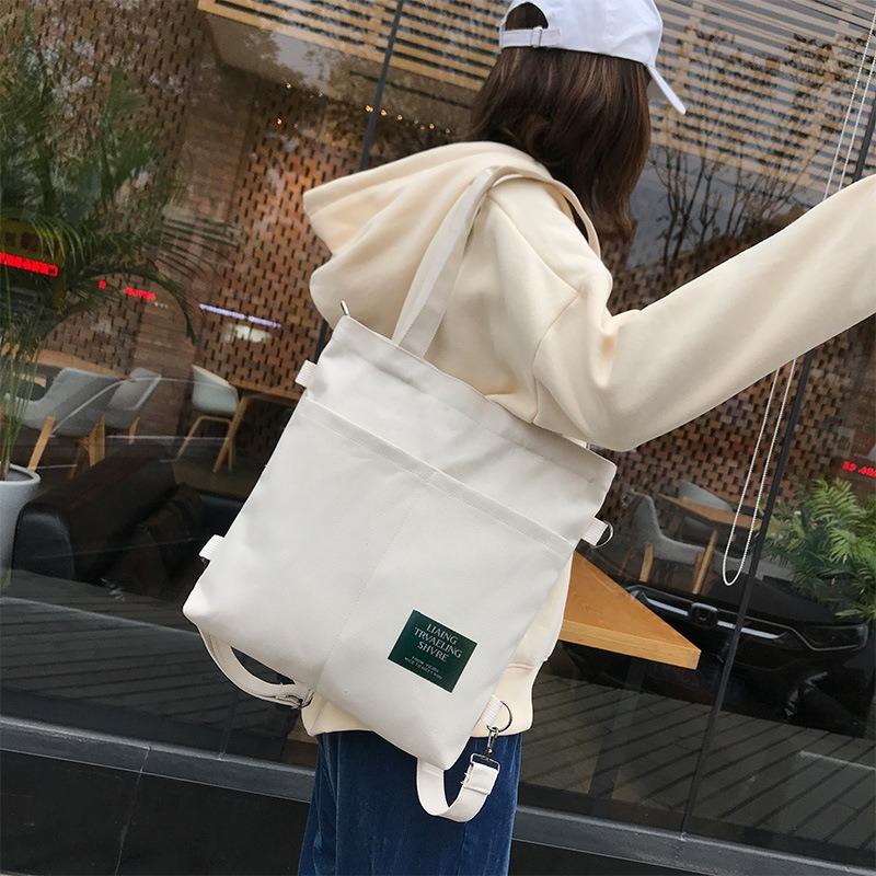 Ins Multi-purpose Women's Korean Version Shoulder Canvas Bag, Fashion and Art Messenger Tote Bag, Backpack, Make-up Lesson Canvas Bag