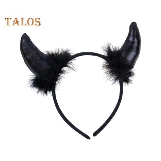 

Повязка на голову с декором в виде рога дьявола, плюшевая ткань ручной работы, легкий эластичный дизайн, обруч для волос, аксессуары для косплея, вечеринок, Хэллоуина C