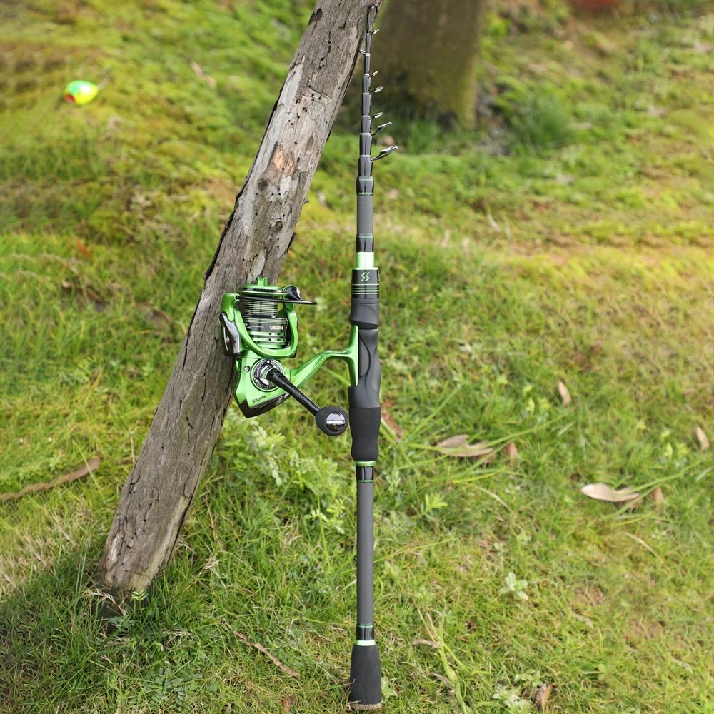 Teleskopfiskestang 1,8M 2,1M 14BB metallsnurrehjul Ferskvannssaltvannsbass-ørretfiske
