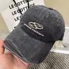Vintage-Inspired Men's Denim Baseball Cap with Distressed Letter Design - Fashionable Streetwear
