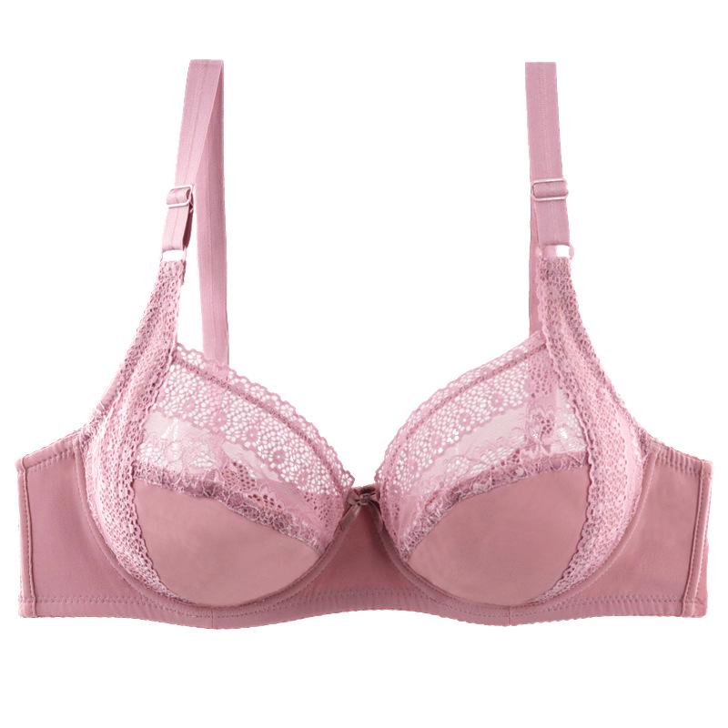 

Женский кружевной пуш-ап бюстгальтер большого размера на косточках с боковой поддержкой 38E розовый
