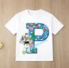 New Toy Story Alphabet A-Z Children's Pure Cotton Short-Sleeved Cartoon Printed Boys' Sportswear Casual Shirt Summer T-Shirt
