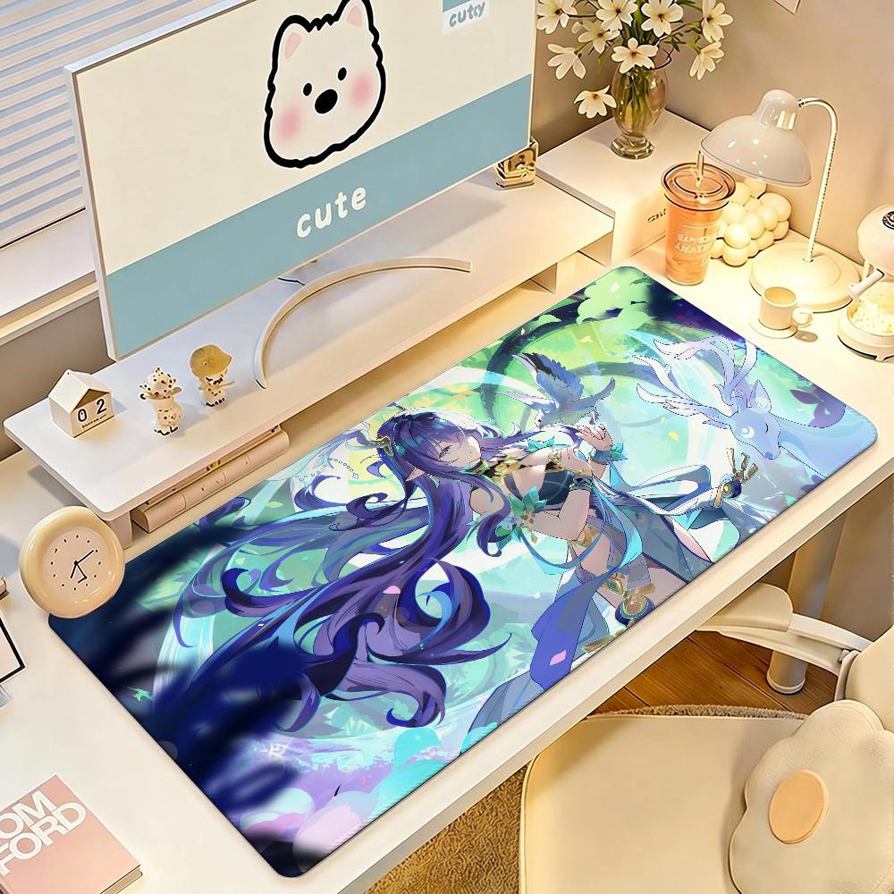 Anime Lauma Mauspads XXL Groß Rutschfest Gaming Schreibtischmatte Laptop Tastaturablage Büro PC Genshin Impact HD Druck Schwarz