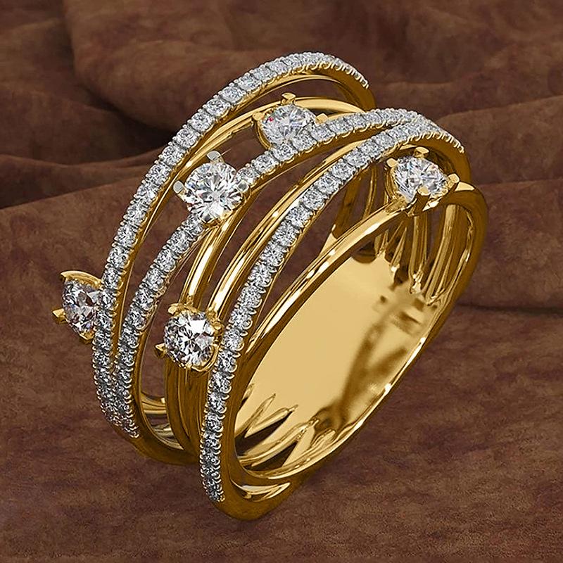 Hot Women Twist Cross Finger Rings Gold&silver Color Multi-storey Rings Zircon Stone Micro Paved Trendy Gift Fine