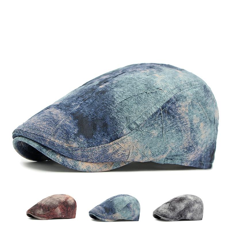 Spring Summer Tie-Dyed Starry Sky Color Cap Women British Retro Forward Cap Men Peaked Cap