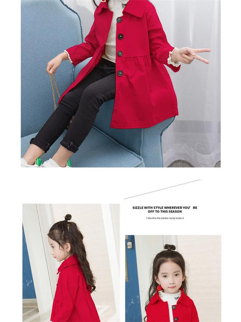 Mädchen Dünner Trenchcoat im koreanischen Stil - Niedliche Herbst-/Wintermode für 2-6 Jahre