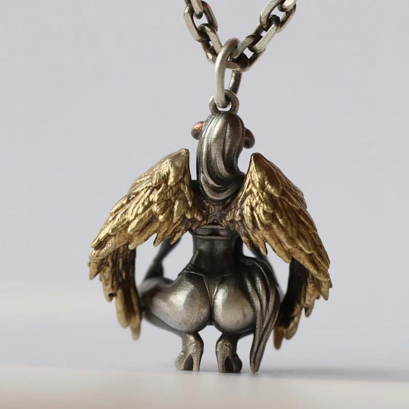 Ka Yi Trendy Angel & Devil Necklace Pendant for Men and Women - Fashionable Sweater Chain