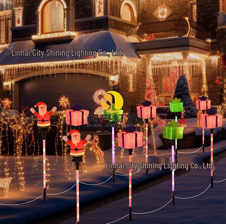 2025 Solar Weihnachts-Weihnachtsmann und Schneemann Leuchtende Lichterkette für Außendekoration