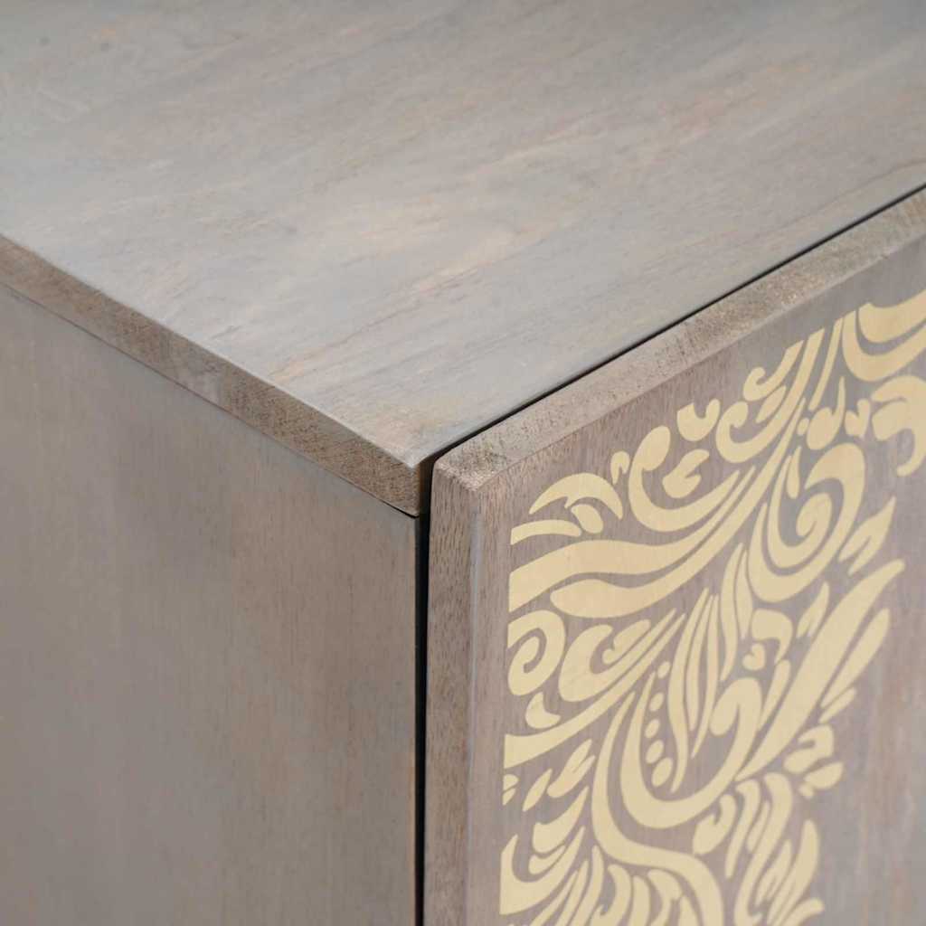 Sideboard Gray and Gold 40 x 33 x 75 cm Solid Mango Wood