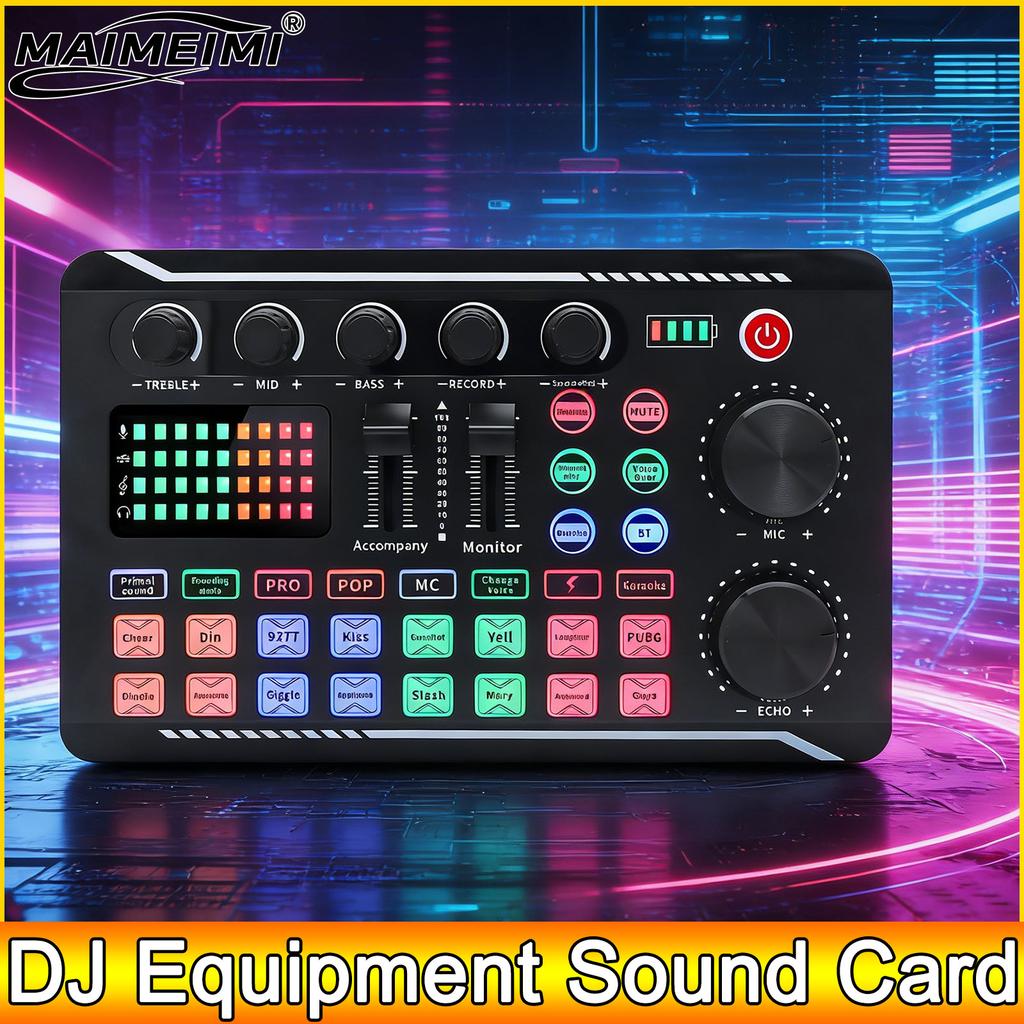 F998 Sound Card DJ Equipment Microphone Sound Card Console Studio Sound Card Kit Cable Phone Mixing Computer Live Voice Mixer