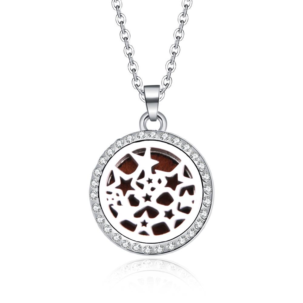In-Stock Aromatherapy Hollow Diamond Pendant Necklace