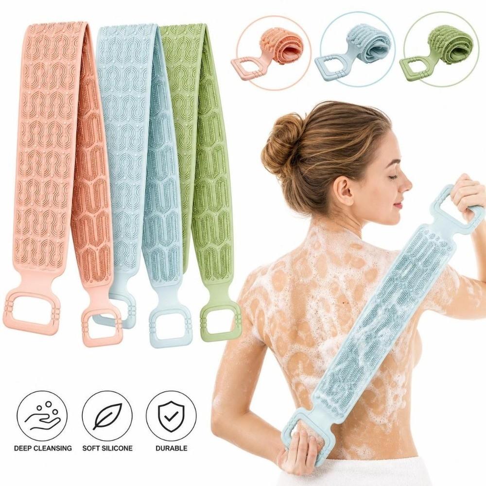Back Reaching Silicone Body Scrubber Long Strip Exfoliating Bath Towel Shower Bathing