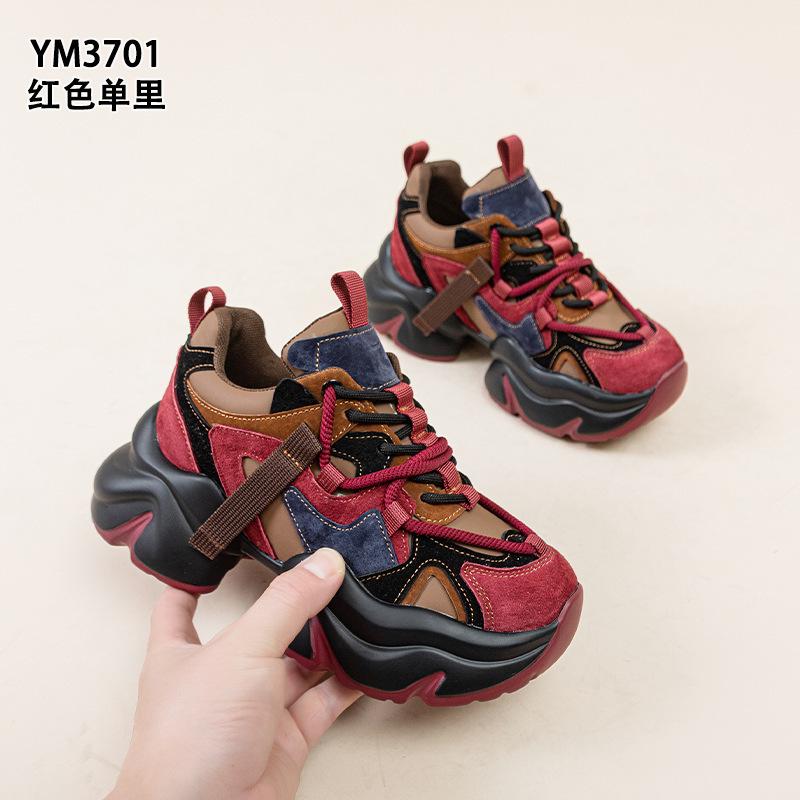 

Leather Daddy shoes autumn and winter new leather velvet platform small retro sneakers tide 35
