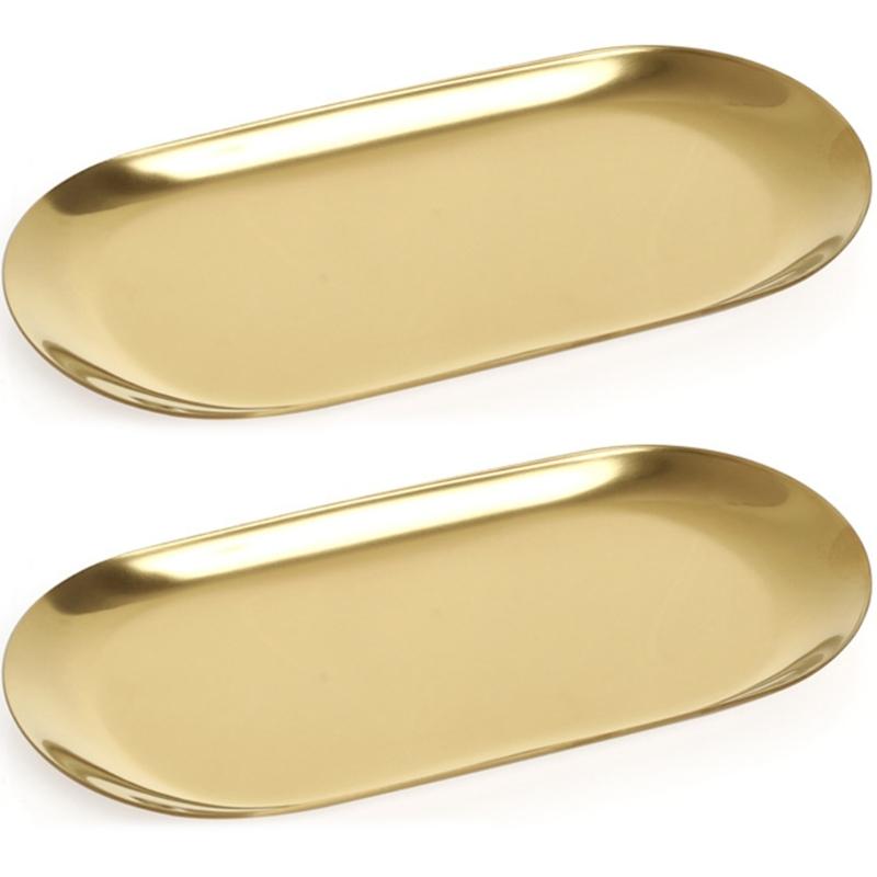 Metal Decorative Tray Multi Functional Oval Jewelry Organiser Cosmetic Storage Solution For Modern Desktop Vanity