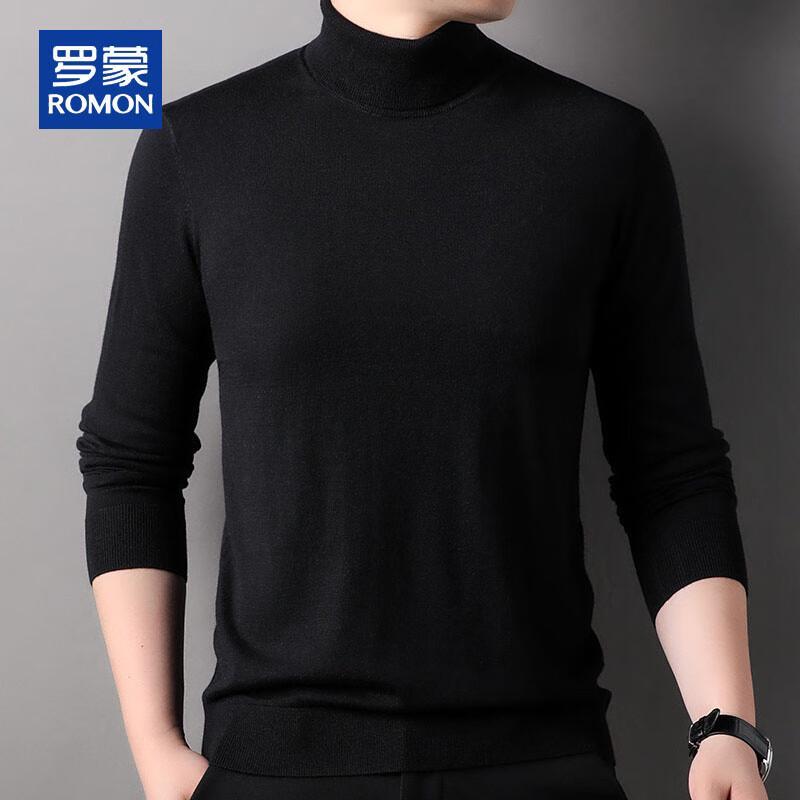 ROMON Men's Solid Color Turtleneck Knit Sweater