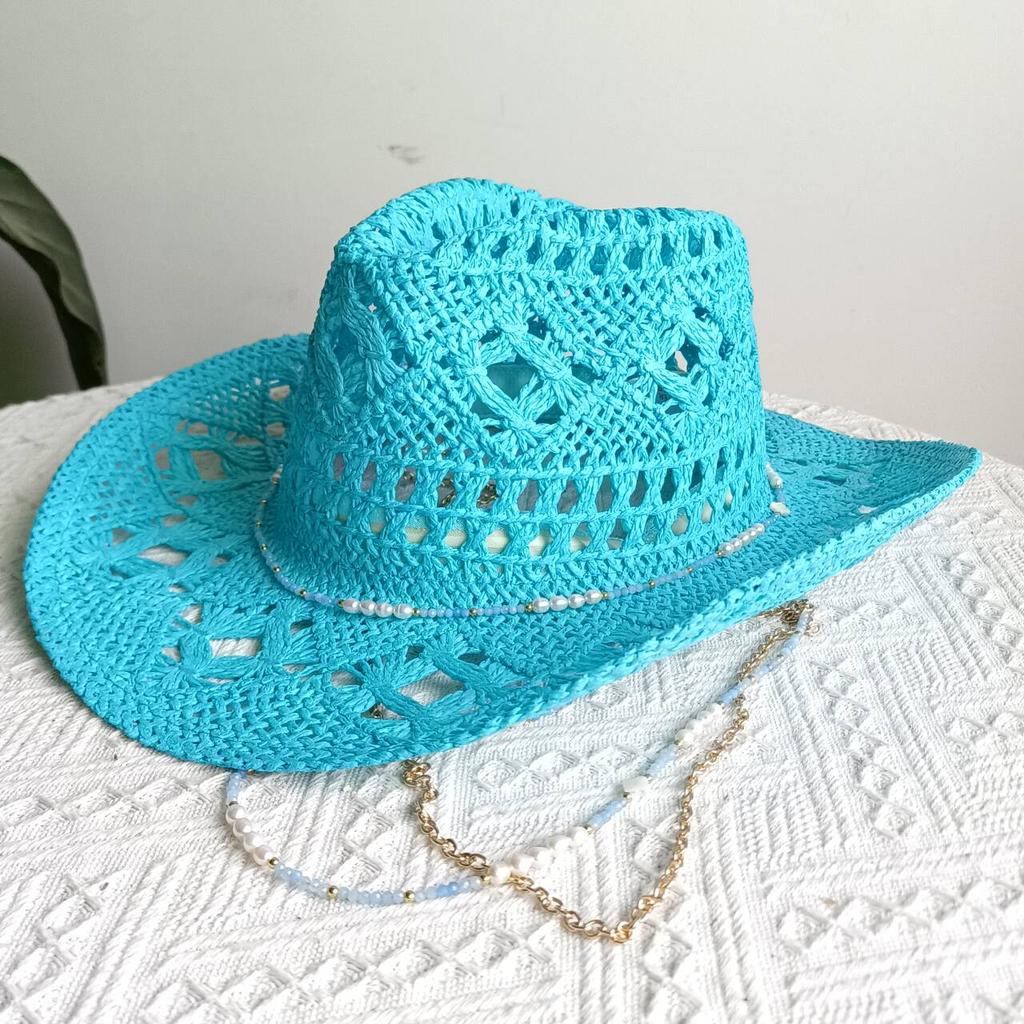 New Straw Cowboy Hat -Ruslan Baginskiy Women Same Chain with Naturalfreshwater Pearls and Blue Crystals | Luisaviaroma Hats2026
