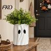 Whimsical Home Ornament Ghost Planter, Halloween Shaped Bucket, Cute Desktop Candy Small Resin Plant Pot Bowl for Office Shelf, Indoor Party