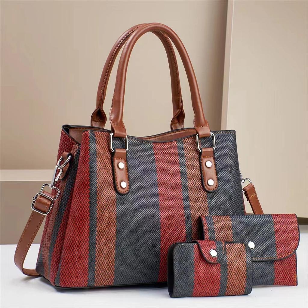 New Design Female Contrast Color Canvas Bag Style Women's Handbag Women's Atmosphere All-in-one Large Size Capacity Crossbody Bag