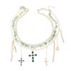 Pearl Neck Chain, Accessories Women's Fashion Green Tassel Diamond Cross Collarbone Chain
