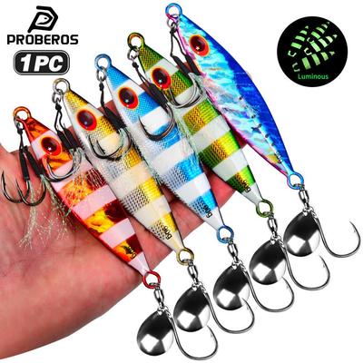 Luminous Bionic Double Hook Rotating Blade Lead Fish Lure for Sea Fishing