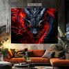 2D Flaming Dragon Head Tapestry Gothic Fantasy Background Cloth