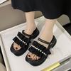 Fashion Two Way Wear Women's Sandals Fashion Pearl Fairy Sandal Summer Peep Toe Roman Sandals for Women Platform Sandals Sandalias Mujer