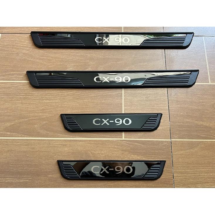 Stainless Steel Plastic For Mazda CX-90 CX90 Scuff Plate Door Sills Pedal Threshold Protector Cover Trim Car Accessories