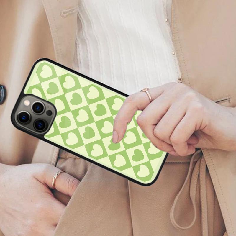 Sage Green Warped Checkered Pattern Magnetic Phone Case For APPLE iPhone 17 Air 16 14 13 12 Pro Max 15 Plus MagSafe Cover