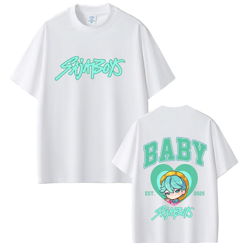 Film Kpop Dämonenjäger Saja Boys Doppelseitiger Druck T-Shirt Männer Frauen Kleidung Mode Cartoon Trend Übergroße Streetwear Oberteile