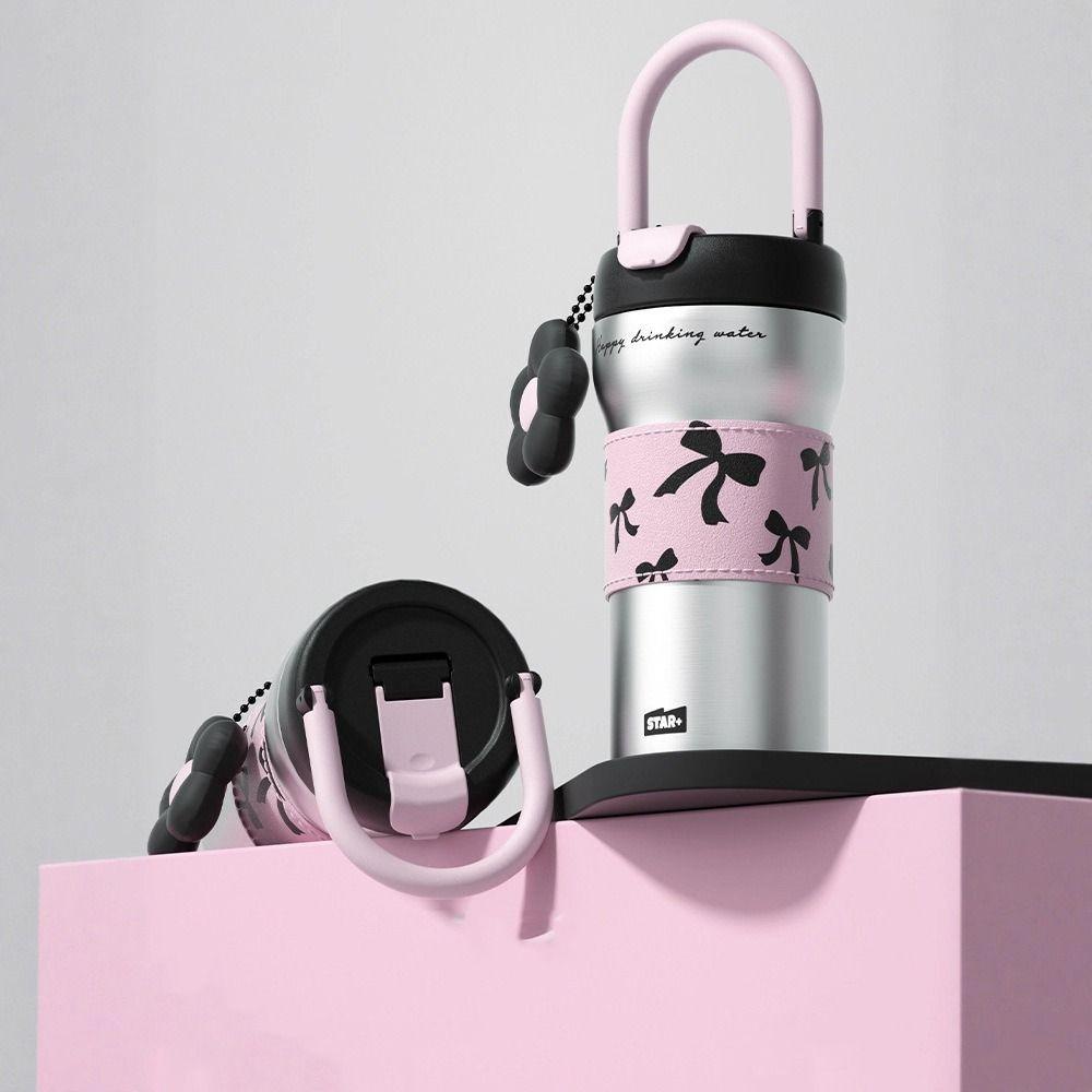 Women's Cup 720ml Stainless Steel Water Cup Leak-proof Cartoon Pattern Insulated Drinking Cup Double Drinking Coffee Cup Travel