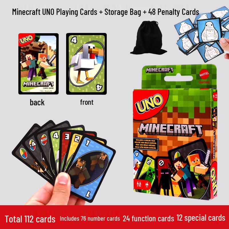 UNO Minecraft Edition: Genuine Mattel Playing Cards for Casual Multiplayer and Happy Party Games.