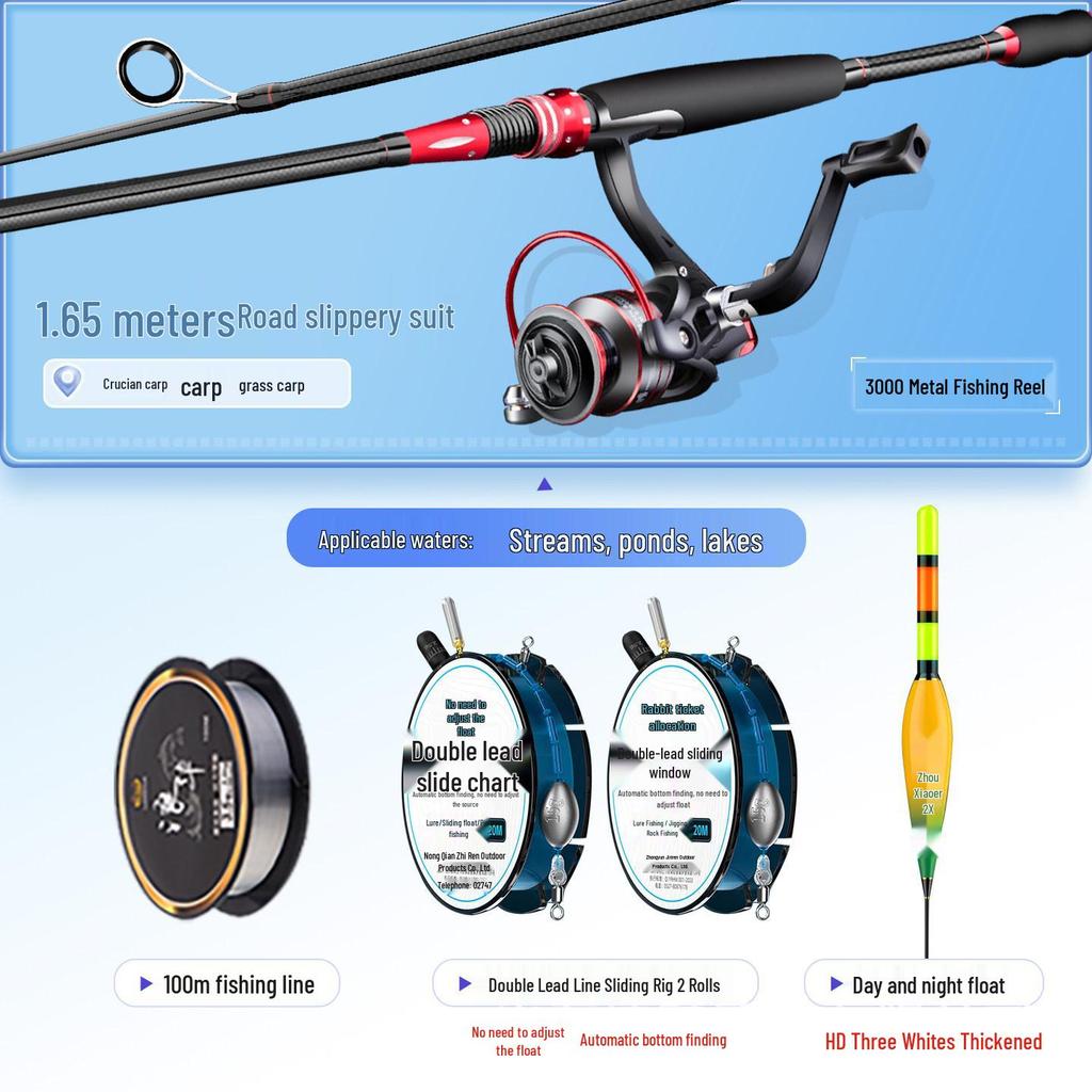 Black Bass Lure Casting Rod Set - Beginner Sea & Long Cast Rod for Asp
