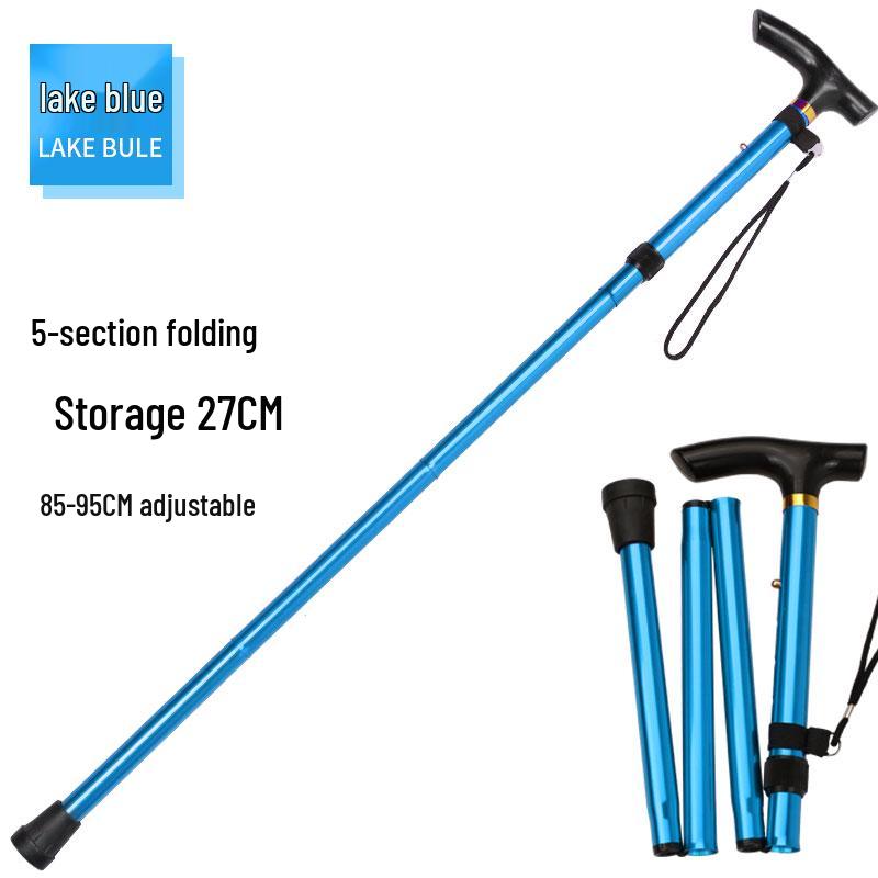 Five-Section Folding Ultra-Short Trekking Poles with T-Handle and Adjustable Telescopic Design for Hiking and Mountaineering