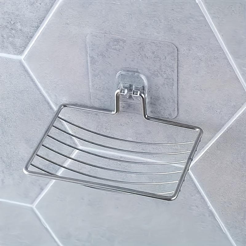 [2Pcs Soap Dish] 1Set/2Pcs Stainless Steel Wall-Mounted Soap Dish - Space-Saving Bathroom & Kitchen Organizer with Drainage, Modern Minimalist Design