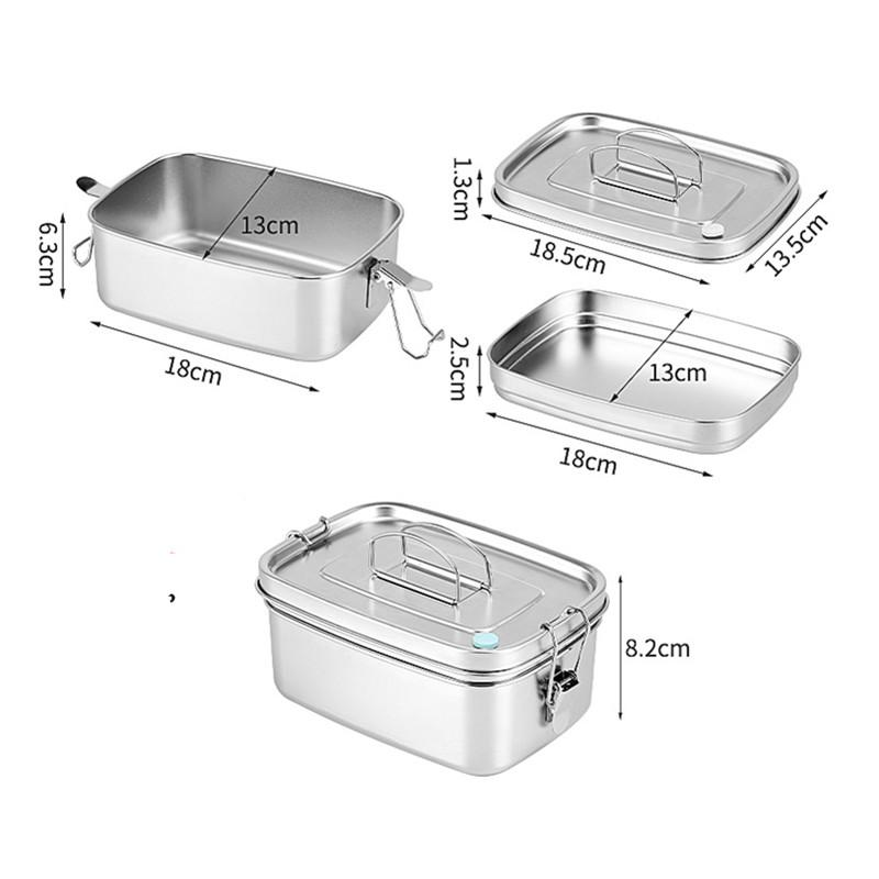 304 Stainless Steel Bento Lunch Box for Kids Adults Portable Double Layer Sealed Food Storage Containers for Work Picnic Tablewa