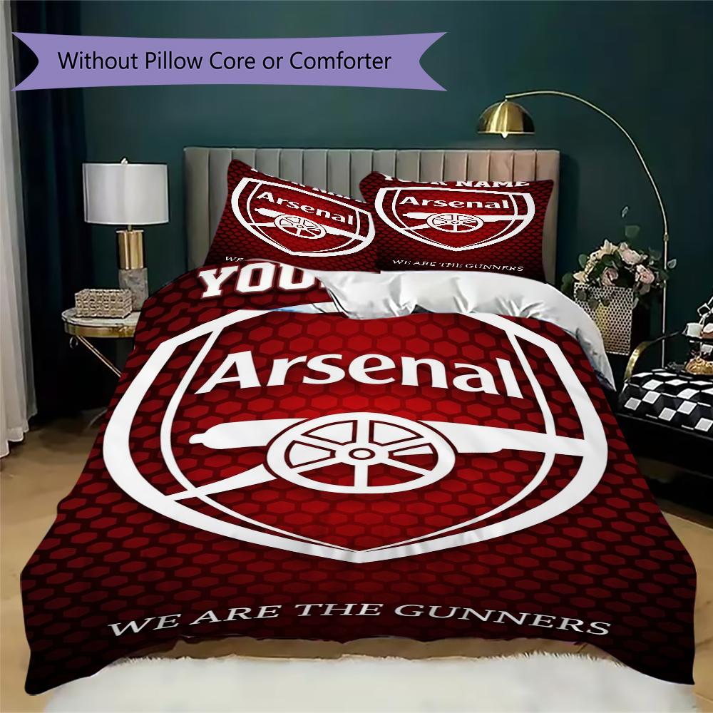 Custom Name Arsenal Pattern Bedding uilt Set uilt Cover Pillowcase Home Decoration Birthday Gift (1*duvet cover+2*pillowcase without core)