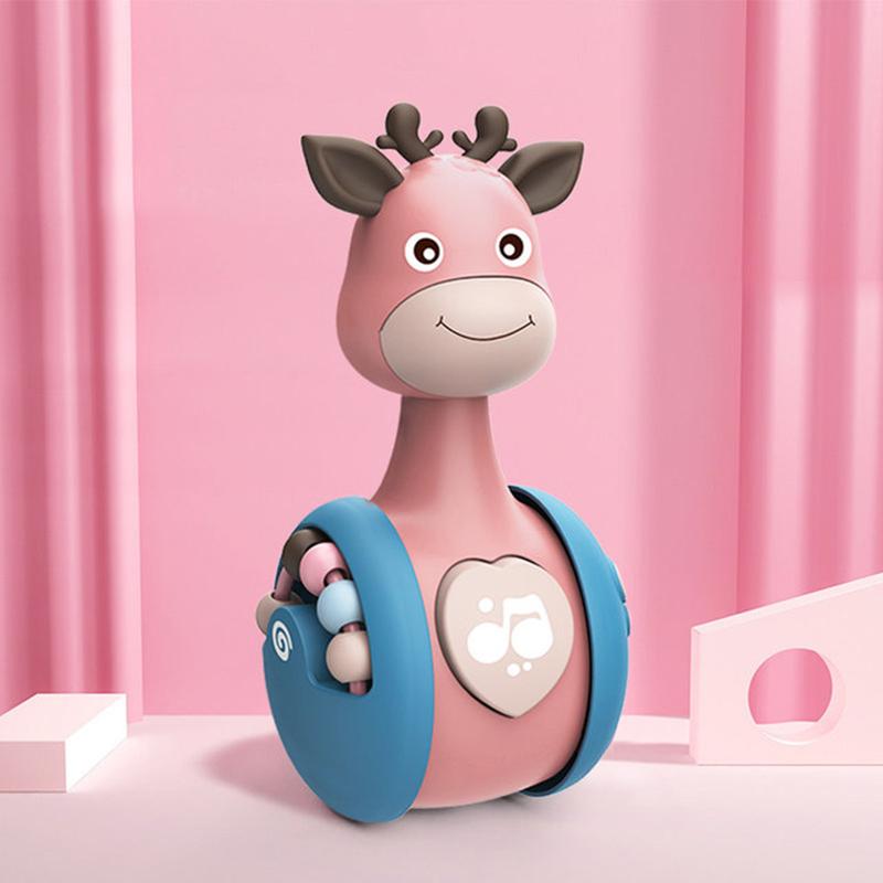 Sliding Deer Baby Tumbler Rattle Learning Education Toys Newborn Teether Infant Hand Bell Mobile Stroller Music Roly-poly Toy