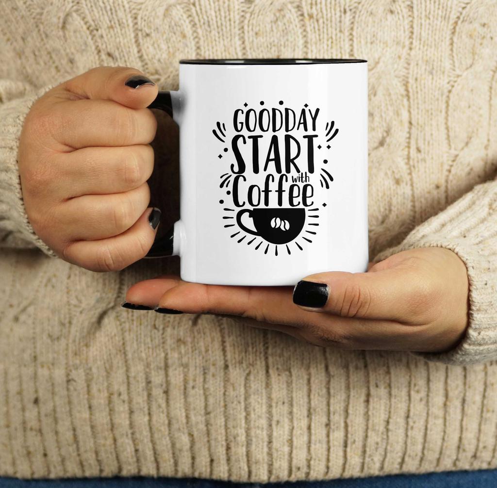 Inkdotpot Goodday Start With Coffee 11 Oz Ceramic Coffee Mugs Great For Co-worker Boss Gift For Coffee