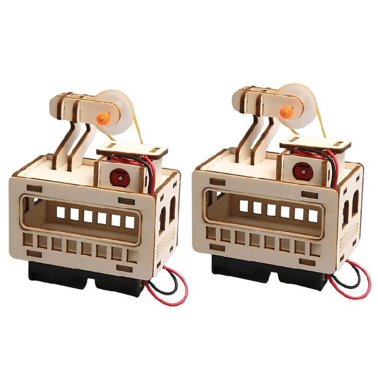 

2 Sets Educational Wood Cable Car Toy Hands On Assembly Ropeway Toy with Adjustable Track For Kids Creative Playing 1