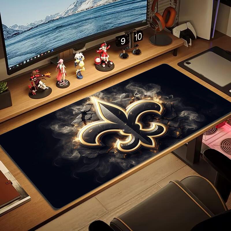 New Orleans Saints2 Druck Kissen Rutschfest Laptop Tablet Großes Mauspadd XXL Matte Mini-PC Spielmatte Mit Verriegeltem Rand