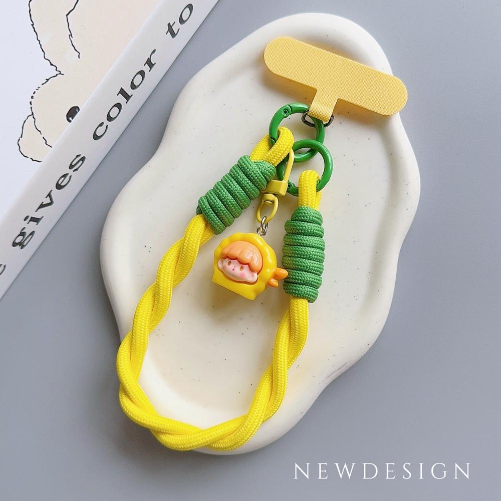 

New Universal Braided Mobile Phone Lanyard Strap 3D Cartoon Hanging Chain Ring Cord with Patch Wrist Strap Cell Phone Detachable