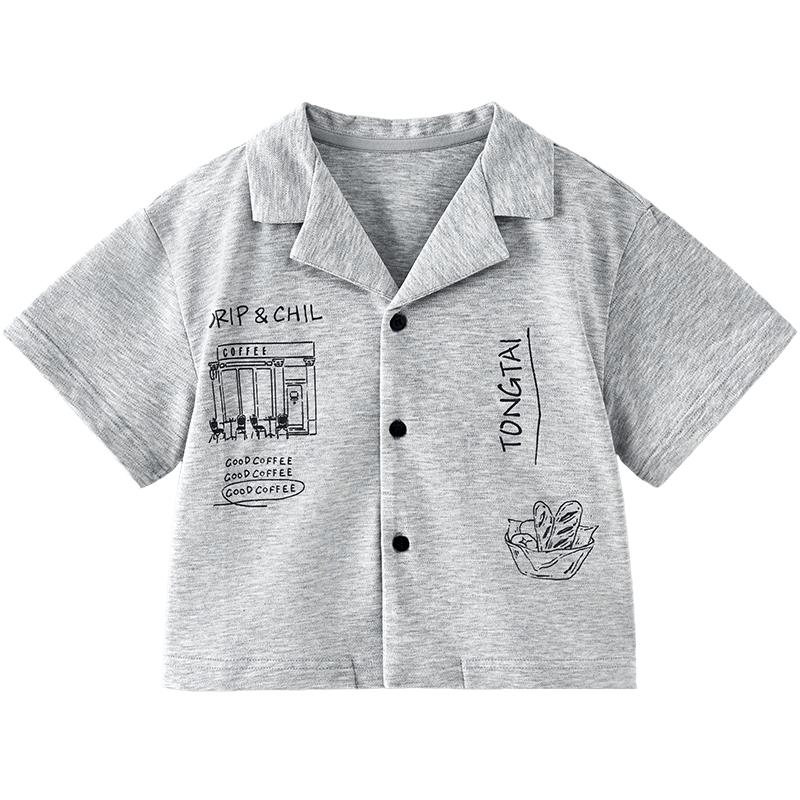 TONGTAI Baby Boys  Casual Short-Sleeve Summer Shirt 90cm хизер серый