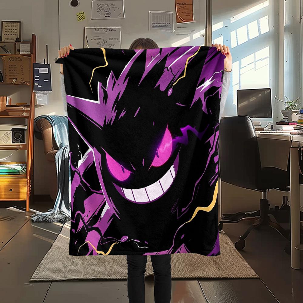 Gengar  Print Flannel Blanket, High Quality Comfortable for All Seasons, Home Decor, Warmth and Comfort