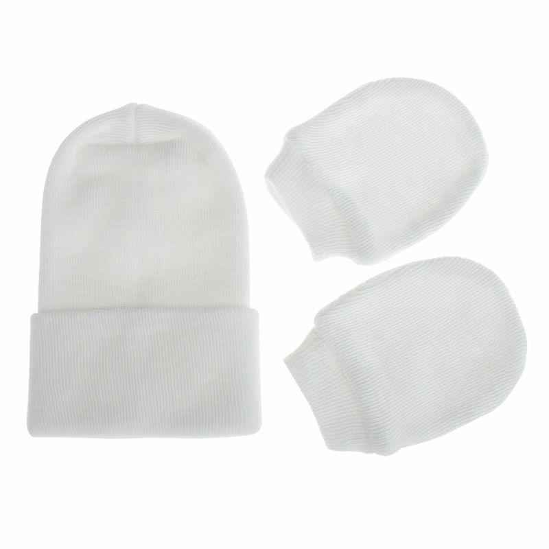 Newborn Baby Hat and Mitten Set Hospital Knit Hat Cap Soft Nursery Beanie Hat Newborn Baby Hat and Mitten Set Hospital Knit Hat Cap Soft Nursery Beanie Hat